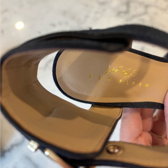 Lord & Taylor 424 Fifth Ankle Stap Denim Block Heels | Size 7 US - Picture 9 of 9